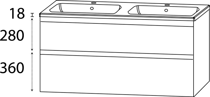 Waschtisch-Set C m.Griffmulde 658x1210x460mm konf.Typ B konf.DELPHIS