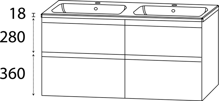 Waschtisch-Set C m.Griffmulde 658x1210x460mm konf.Typ B konf.DELPHIS
