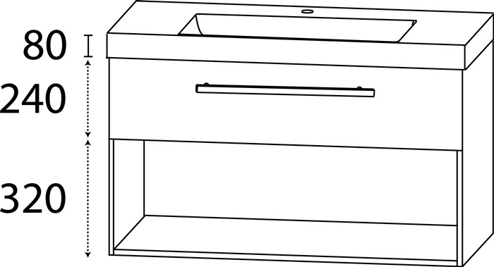 Waschtisch-Set Q m.Griff 640x920x450mm konf.Typ A (mit Griff) konf.DELPHIS