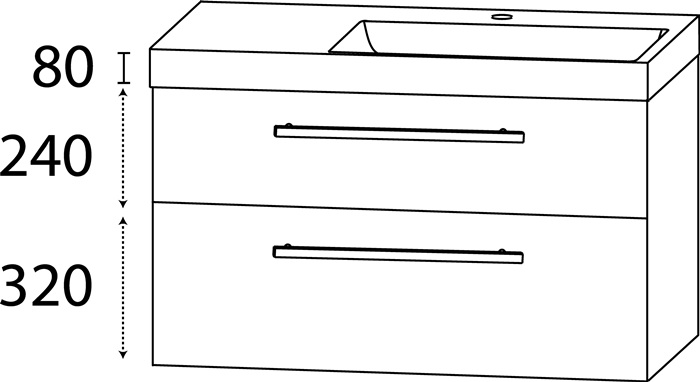 Waschtisch-Set Q m.Griff 640x1220x450mm konf.Typ A (mit Griff) konf.DELPHIS