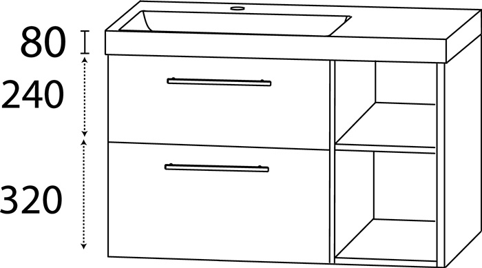 Waschtisch-Set Q m.Griff 640x920x450mm konf.Typ A (mit Griff) konf.DELPHIS