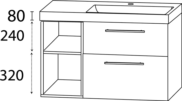 Waschtisch-Set Q m.Griff 640x1220x450mm konf.Typ A (mit Griff) konf.DELPHIS