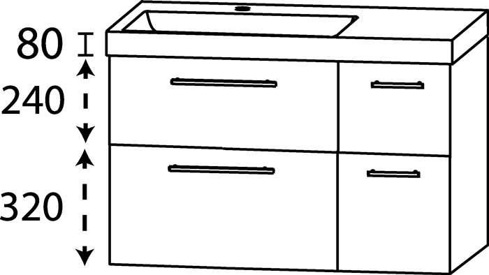 Waschtisch-Set Q m.Griff 640x920x450mm konf.Typ A (mit Griff) konf.DELPHIS