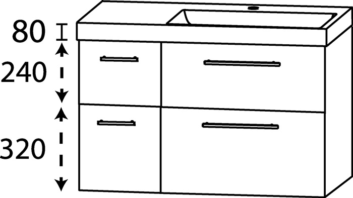 Waschtisch-Set Q m.Griff 640x1220x450mm konf.Typ A (mit Griff) konf.DELPHIS