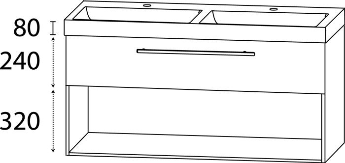 Waschtisch-Set Q m.Griff 640x1420x450mm konf.Typ A (mit Griff) konf.DELPHIS