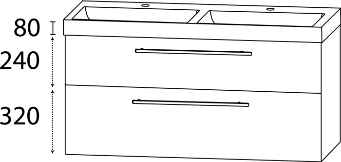 Waschtisch-Set Q m.Griff 640x1420x450mm konf.Typ A (mit Griff) konf.DELPHIS