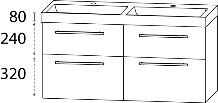 Waschtisch-Set Q m.Griff 640x1220x450mm konf.Typ A (mit Griff) konf.DELPHIS