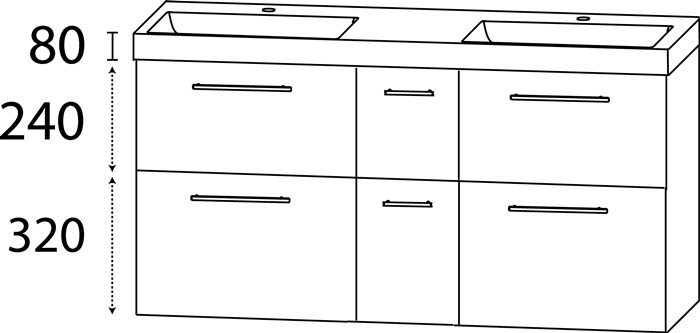 Waschtisch-Set Q m.Griff 640x1520x450mm konf.Typ A (mit Griff) konf.DELPHIS