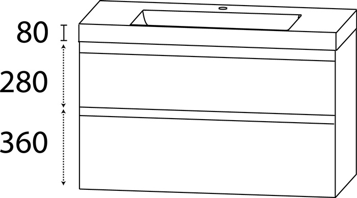 Waschtisch-Set Q m.Griffmulde 720x1220x450mm konf.Typ B konf.DELPHIS