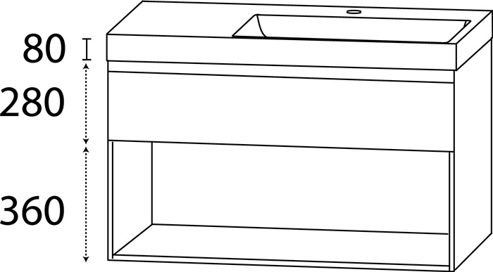 Waschtisch-Set Q m.Griffmulde 720x1220x450mm konf.Typ B konf.DELPHIS