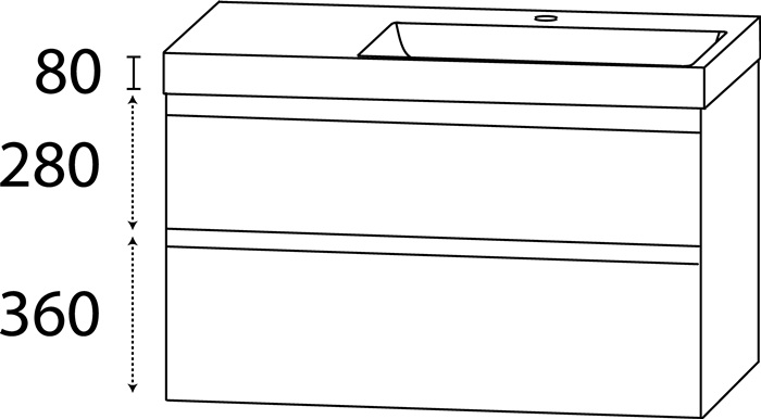 Waschtisch-Set Q m.Griffmulde 720x920x450mm konf.Typ B konf.DELPHIS
