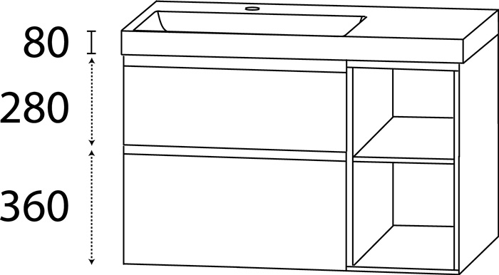 Waschtisch-Set Q m.Griffmulde 720x1220x450mm konf.Typ B konf.DELPHIS