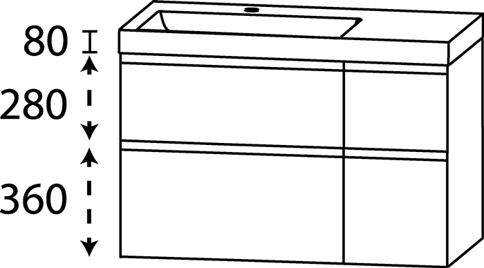 Waschtisch-Set Q m.Griffmulde 720x1220x450mm konf.Typ B konf.DELPHIS