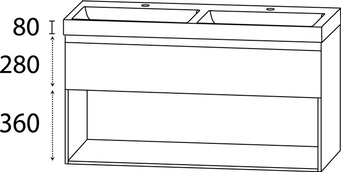 Waschtisch-Set Q m.Griffmulde 720x1420x450mm konf.Typ B konf.DELPHIS