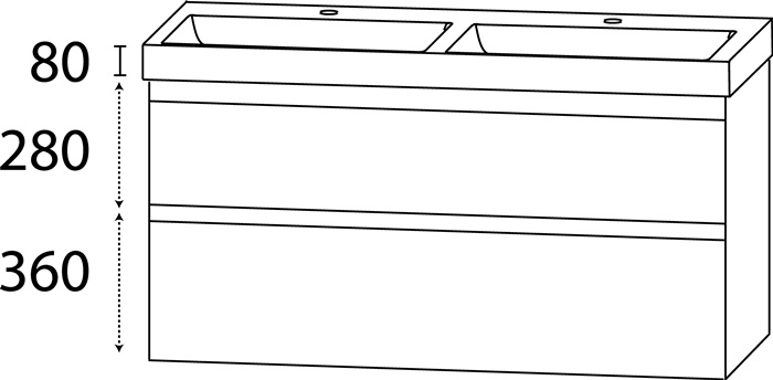 Waschtisch-Set Q m.Griffmulde 720x1420x450mm konf.Typ B konf.DELPHIS