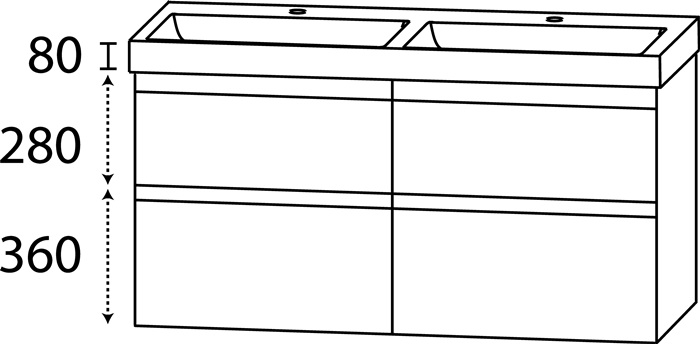 Waschtisch-Set Q m.Griffmulde 720x1220x450mm konf.Typ B konf.DELPHIS