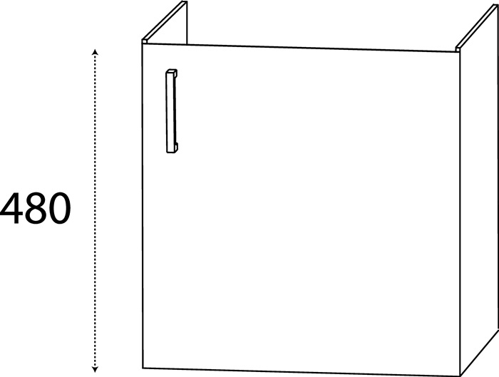 Waschtischunterschrank m.Griff 490x400x300mm konf.re.DELPHIS UNIC