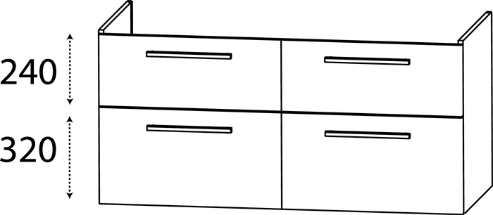 Waschtischunterschrank m.Griff 570x1150x440mm konf.DELPHIS UNIC